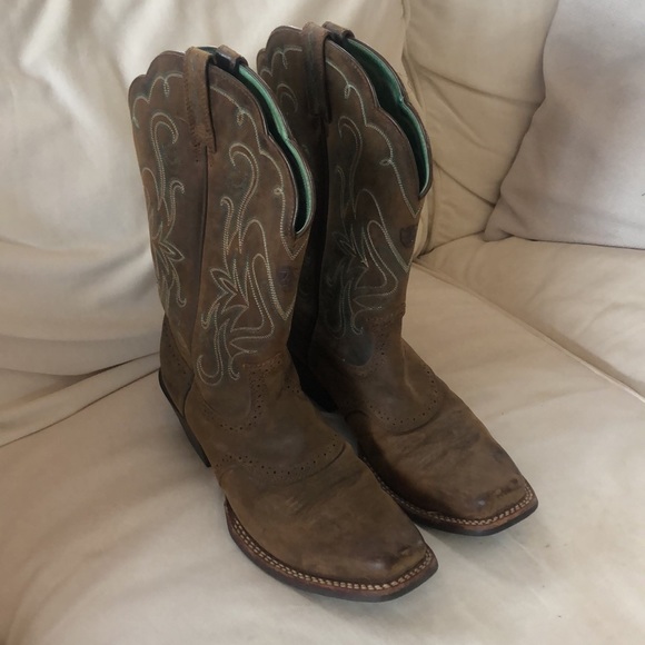 Ariat Round Up Square Toe Western Boots - Picture 3 of 4